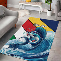 Personalised Seychelles Sailfish Area Rug With Coat Of Arms - Wonder Print Shop