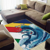 Personalised Seychelles Sailfish Area Rug With Coat Of Arms - Wonder Print Shop