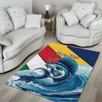 Personalised Seychelles Sailfish Area Rug With Coat Of Arms - Wonder Print Shop
