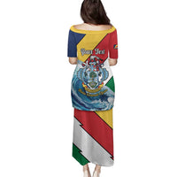 Personalised Seychelles Sailfish Family Matching Puletasi and Hawaiian Shirt With Coat Of Arms - Wonder Print Shop