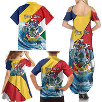 Personalised Seychelles Sailfish Family Matching Summer Maxi Dress and Hawaiian Shirt With Coat Of Arms - Wonder Print Shop