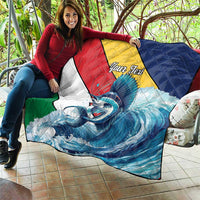 Personalised Seychelles Sailfish Quilt With Coat Of Arms - Wonder Print Shop