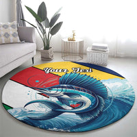 Personalised Seychelle Sailfish Round Carpet With Coat Of Arms