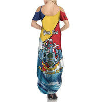 Personalised Seychelles Sailfish Summer Maxi Dress With Coat Of Arms - Wonder Print Shop