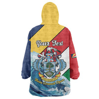 Personalised Seychelles Sailfish Wearable Blanket Hoodie With Coat Of Arms - Wonder Print Shop
