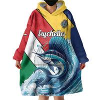 Personalised Seychelles Sailfish Wearable Blanket Hoodie With Coat Of Arms - Wonder Print Shop