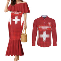 Custom Switzerland Football 2026 Couples Matching Mermaid Dress and Long Sleeve Button Shirt Hopp Schwiiz - Wonder Print Shop