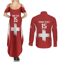 Custom Switzerland Football 2026 Couples Matching Summer Maxi Dress and Long Sleeve Button Shirt Hopp Schwiiz - Wonder Print Shop