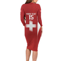 Custom Switzerland Football 2026 Family Matching Long Sleeve Bodycon Dress and Hawaiian Shirt Hopp Schwiiz - Wonder Print Shop