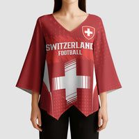 Custom Switzerland Football 2026 Kimono Sleeve Blouse Hopp Schwiiz - Wonder Print Shop