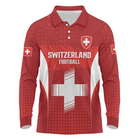 Custom Switzerland Football 2026 Long Sleeve Polo Shirt Hopp Schwiiz - Wonder Print Shop