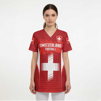 Custom Switzerland Football 2026 Scrub Top Hopp Schwiiz - Wonder Print Shop