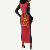 Custom Angola Football Long Sleeve Bodycon Dress Come On Palancas Negras - Wonder Print Shop