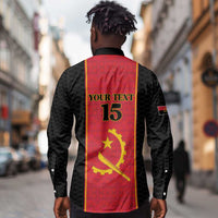 Custom Angola Football Long Sleeve Button Shirt Come On Palancas Negras - Wonder Print Shop