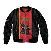 Custom Angola Football Sleeve Zip Bomber Jacket Come On Palancas Negras - Wonder Print Shop