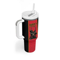 Custom Angola Football Tumbler With Handle Come On Palancas Negras - Wonder Print Shop