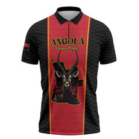Custom Angola Football Zipper Polo Shirt Come On Palancas Negras - Wonder Print Shop