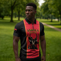 Custom Angola Football Zipper Polo Shirt Come On Palancas Negras - Wonder Print Shop