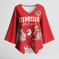 Custom Tunisia Football Kimono Sleeve Blouse Eagles of Carthage Rise - Wonder Print Shop