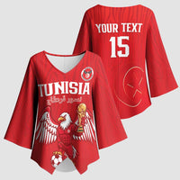 Custom Tunisia Football Kimono Sleeve Blouse Eagles of Carthage Rise - Wonder Print Shop