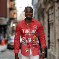 Custom Tunisia Football Long Sleeve Button Shirt Eagles of Carthage Rise - Wonder Print Shop