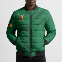 Custom Cameroon Football Bomber Puffer Jacket Go Les Lions Indomptables Go - Wonder Print Shop