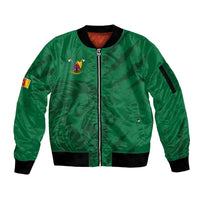 Custom Cameroon Football Sleeve Zip Bomber Jacket Go Les Lions Indomptables Go - Wonder Print Shop
