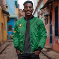 Custom Cameroon Football Sleeve Zip Bomber Jacket Go Les Lions Indomptables Go - Wonder Print Shop