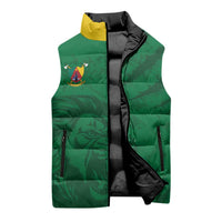 Custom Cameroon Football Sleeveless Puffer Jacket Go Les Lions Indomptables Go - Wonder Print Shop