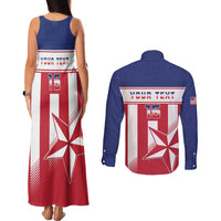 Custom Liberia Football Couples Matching Tank Maxi Dress and Long Sleeve Button Shirt Go Lone Stars