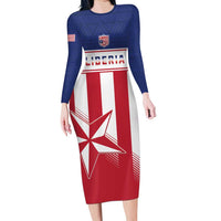 Custom Liberia Football Family Matching Long Sleeve Bodycon Dress and Hawaiian Shirt Go Lone Stars