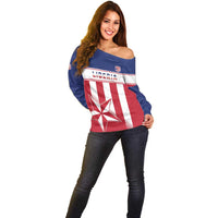 Custom Liberia Football Off Shoulder Sweater Go Lone Stars