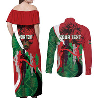 Personalised Athletics Kenya Couples Matching Off Shoulder Maxi Dress and Long Sleeve Button Shirt We Are Champions