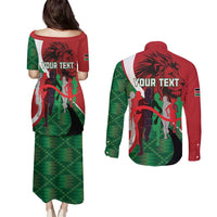 Personalised Athletics Kenya Couples Matching Puletasi and Long Sleeve Button Shirt We Are Champions