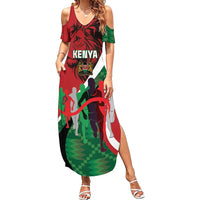 Personalised Athletics Kenya Family Matching Summer Maxi Dress and Hawaiian Shirt We Are Champions