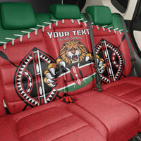 Custom Kenya Rugby Back Car Seat Cover Lion Mascot African Pattern