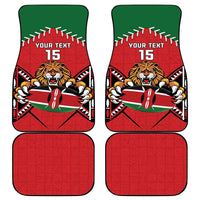 Custom Kenya Rugby Car Mats Lion Mascot African Pattern