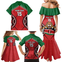 Custom Kenya Rugby Family Matching Mermaid Dress and Hawaiian Shirt Lion Mascot African Pattern
