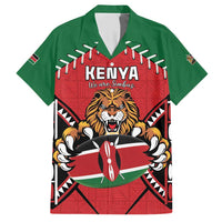 Custom Kenya Rugby Family Matching Short Sleeve Bodycon Dress and Hawaiian Shirt Lion Mascot African Pattern
