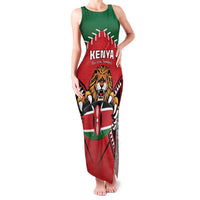 Custom Kenya Rugby Family Matching Tank Maxi Dress and Hawaiian Shirt Lion Mascot African Pattern