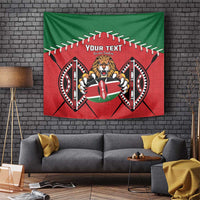 Custom Kenya Rugby Tapestry Lion Mascot African Pattern