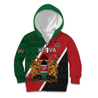 Personalised Kenya Kid Hoodie Coat Of Arms Mix Flag Style