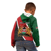 Personalised Kenya Kid Hoodie Coat Of Arms Mix Flag Style