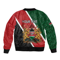 Personalised Kenya Sleeve Zip Bomber Jacket Coat Of Arms Mix Flag Style