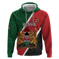 Personalised Kenya Zip Hoodie Coat Of Arms Mix Flag Style