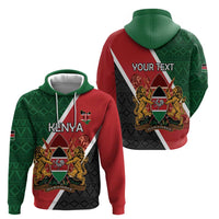 Personalised Kenya Zip Hoodie Coat Of Arms Mix Flag Style