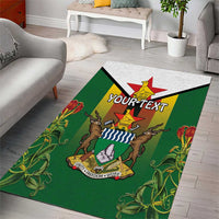 Personalised Zimbabwe Independence Day Area Rug Gloriosa Flower - Flag Style