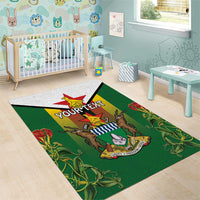 Personalised Zimbabwe Independence Day Area Rug Gloriosa Flower - Flag Style