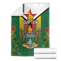 Personalised Zimbabwe Independence Day Blanket Gloriosa Flower - Flag Style