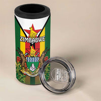 Personalised Zimbabwe Independence Day 4 in 1 Can Cooler Tumbler Gloriosa Flower - Flag Style